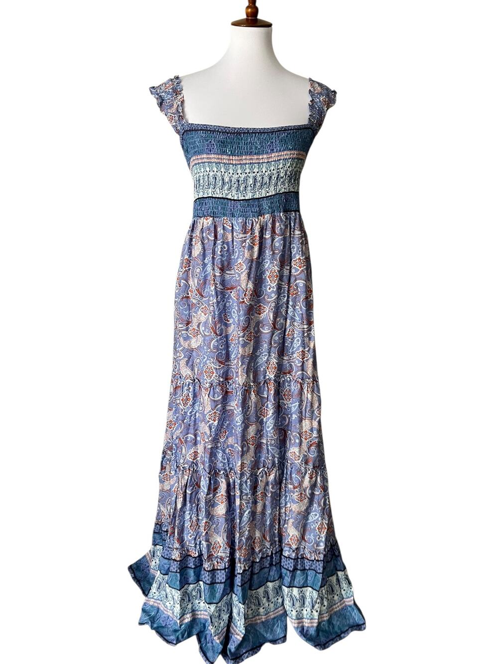 Davi & Dani Womens Plus Size Maxi Dress 3X Boho Tiered Flowy Summer Cottage Free